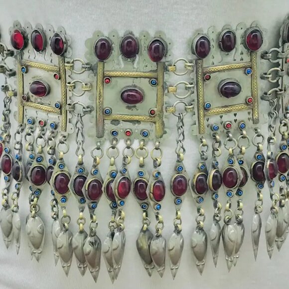 Vintage Turkmen Kuchi Belt, Handmade Belly Belt, Boho Turkmen Belly Dance Belt, - Picture 9 of 16